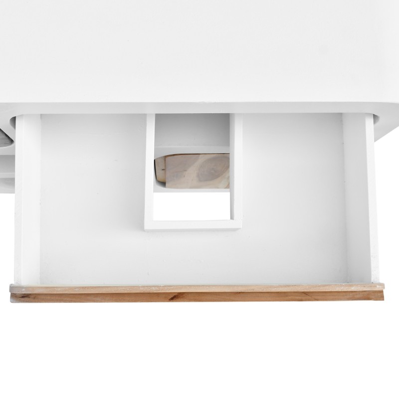 Waschtischunterschrank in Betonoptik und massivem Akazienholz 140 cm - Mineralis