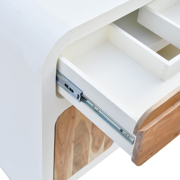 Waschtischunterschrank in Betonoptik und massivem Akazienholz 80 cm - Mineralis