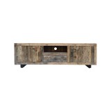 TV-Möbel aus dunklem, rohem Altholz 160 cm - Antique