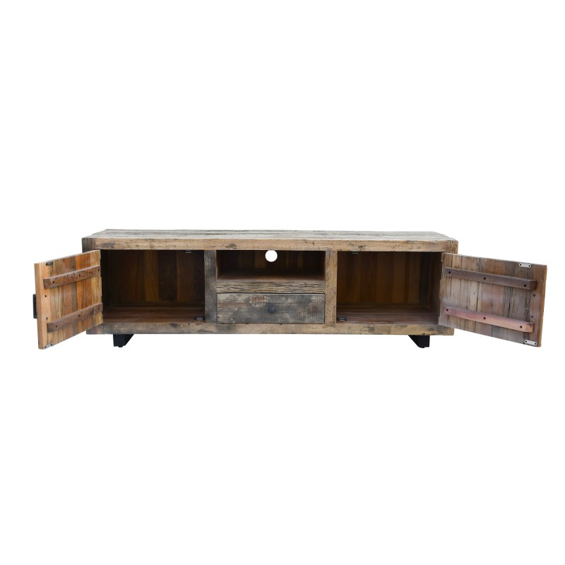 TV-Möbel aus dunklem, rohem Altholz 160 cm - Antique