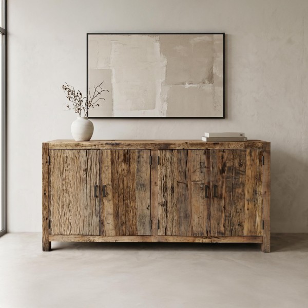 Sideboard aus massivem, rohem Altholz - Antique