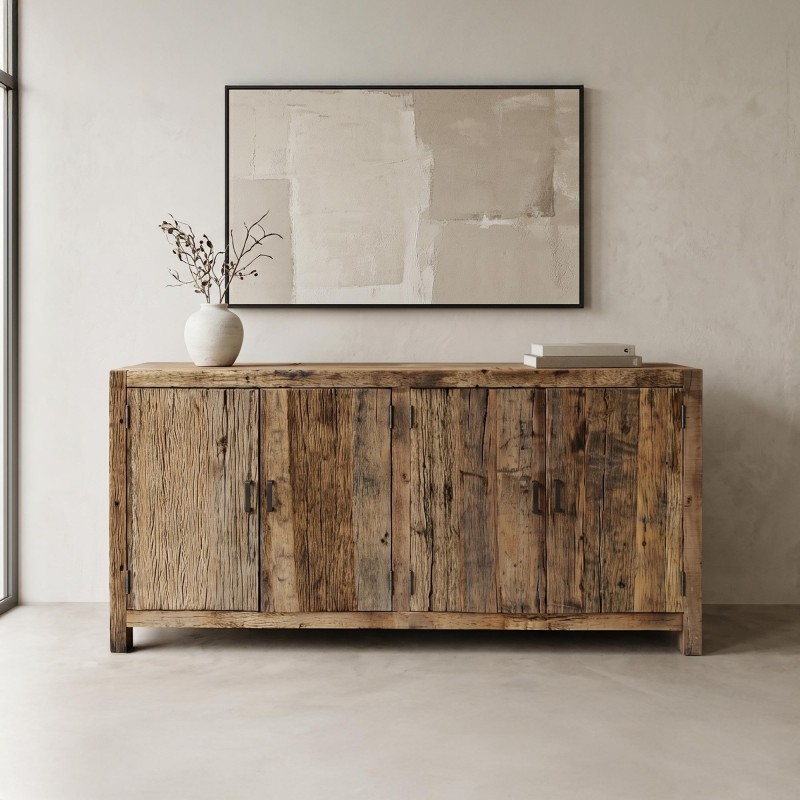 Sideboard aus massivem, rohem Altholz - Antique