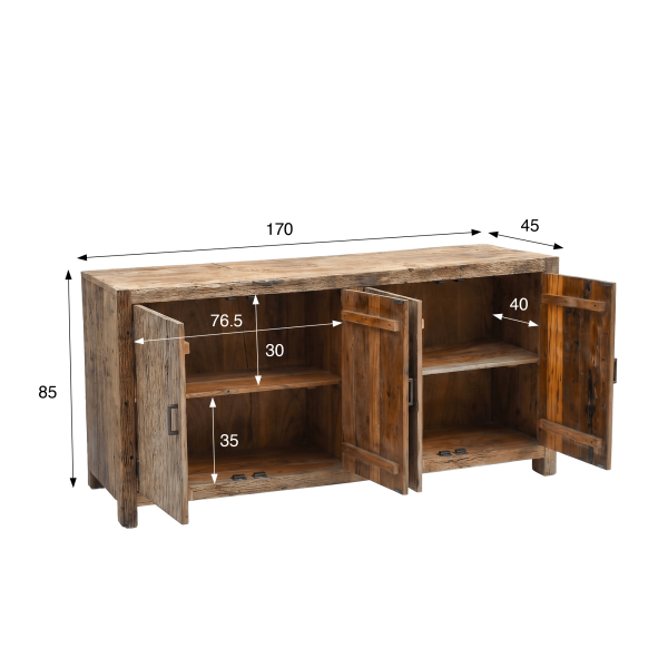 Sideboard aus massivem, rohem Altholz - Antique