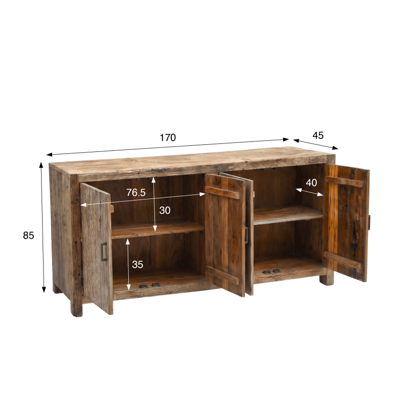 Sideboard aus massivem, rohem Altholz - Antique