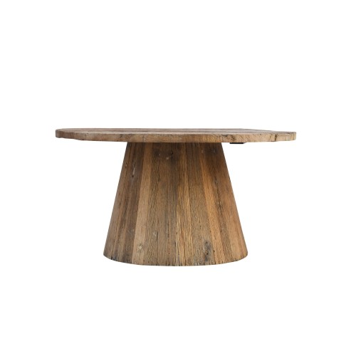 Runder Couchtisch aus massivem, rohem Altholz - Antique