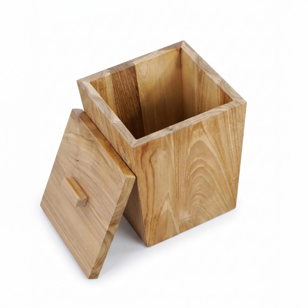 Mülleimer aus Teakholz
