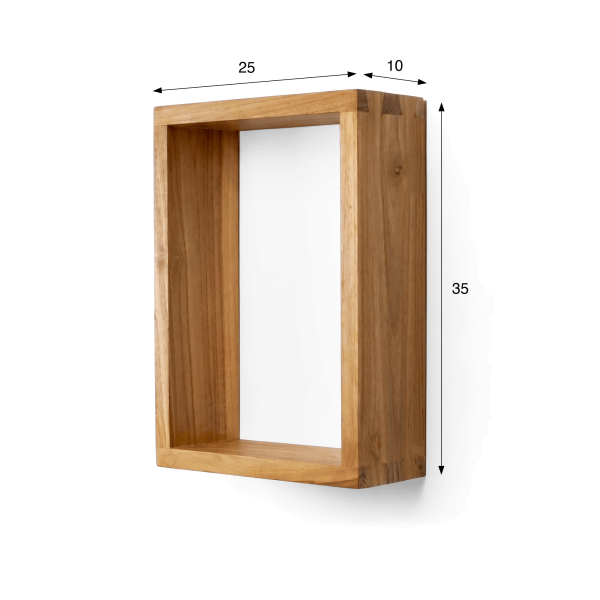 Wandregal aus Teakholz 25 x 35 cm