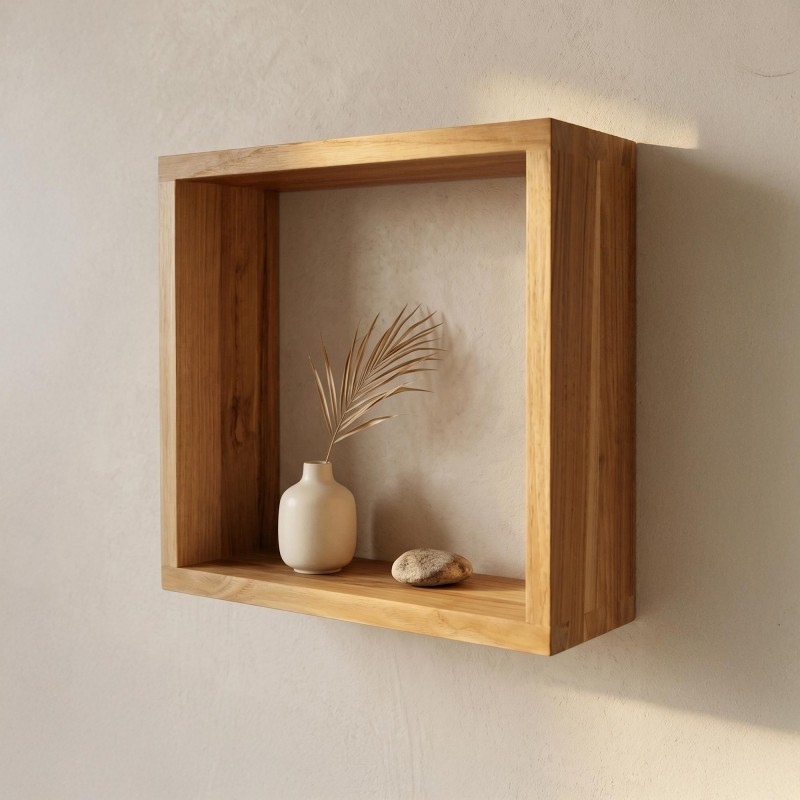 Wandregal aus Teakholz 40 x 35 cm