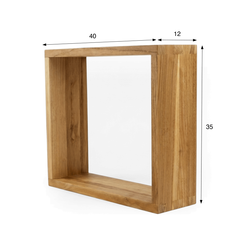 Wandregal aus Teakholz 40 x 35 cm