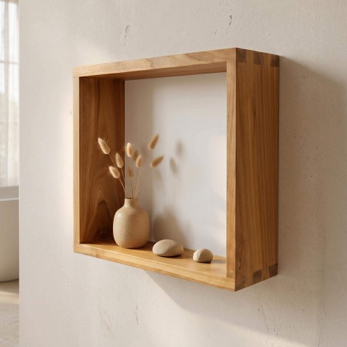 Wandregal aus Teakholz 45 x 35 cm