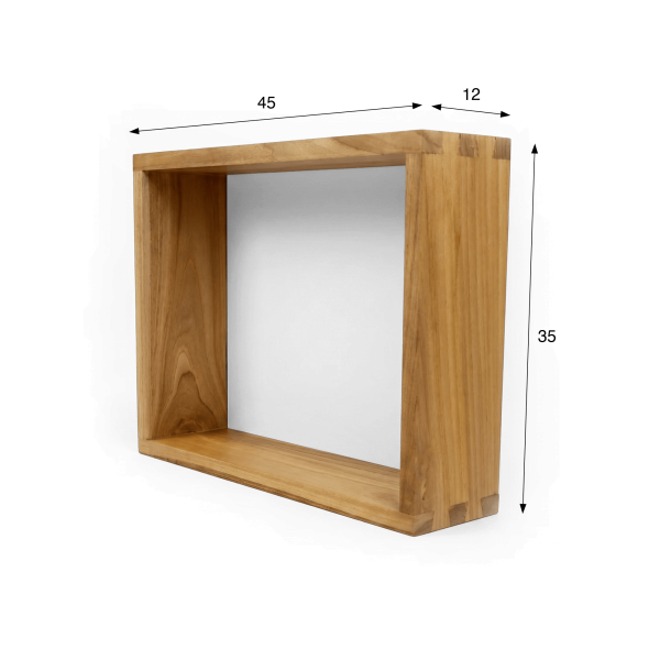Wandregal aus Teakholz 45 x 35 cm