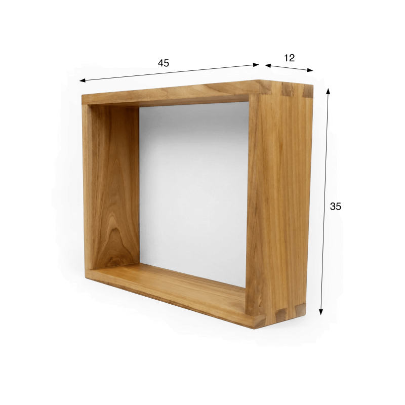 Wandregal aus Teakholz 45 x 35 cm