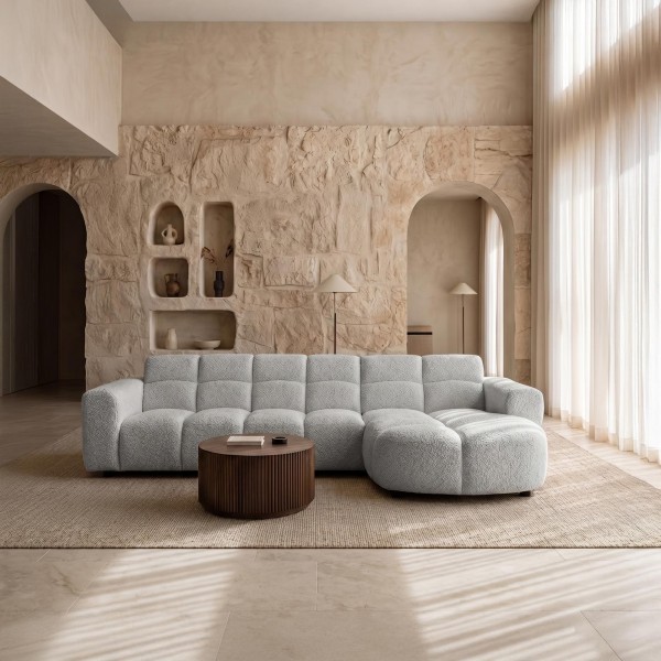 Ecksofa mit 4 Sitzplätzen und rechter Chaiselongue – Elda