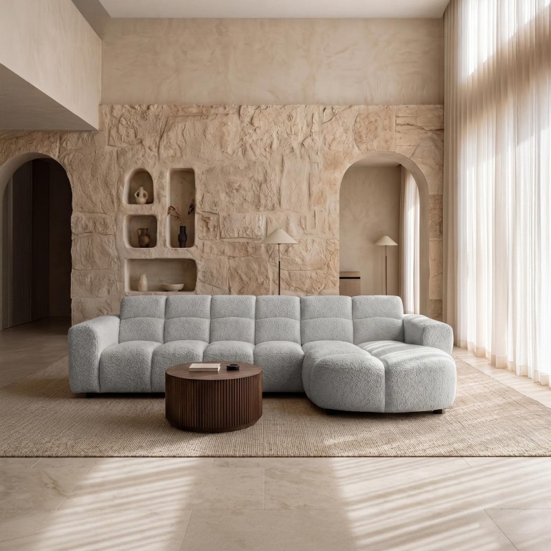 Ecksofa mit 4 Sitzplätzen und rechter Chaiselongue – Elda