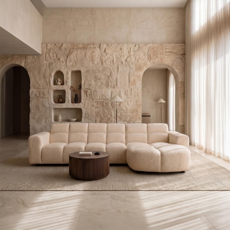 Ecksofa mit 4 Sitzplätzen und rechter Chaiselongue – Elda