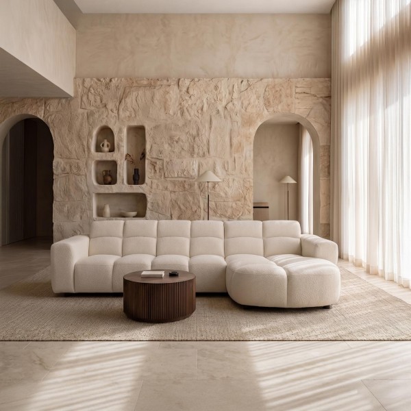 Ecksofa mit 4 Sitzplätzen und rechter Chaiselongue – Elda