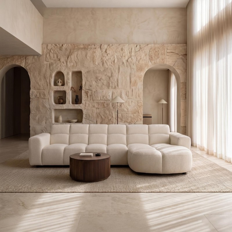 Ecksofa mit 4 Sitzplätzen und rechter Chaiselongue – Elda