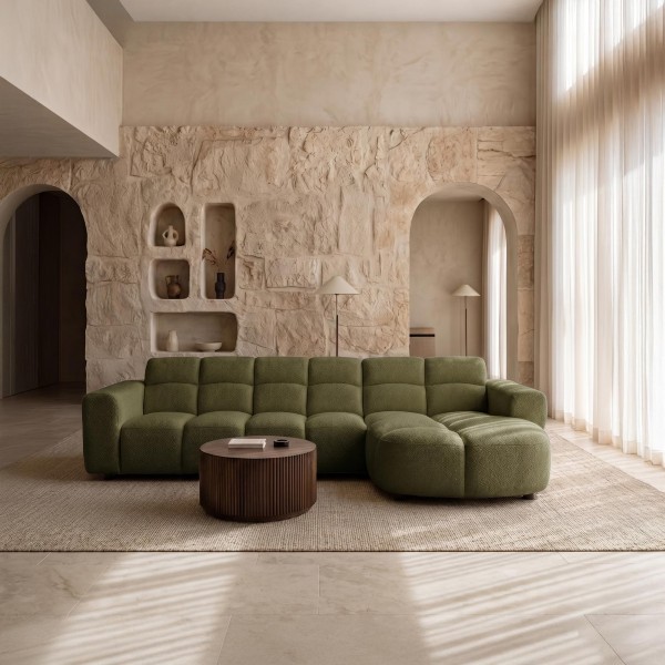 Ecksofa mit 4 Sitzplätzen und rechter Chaiselongue – Elda