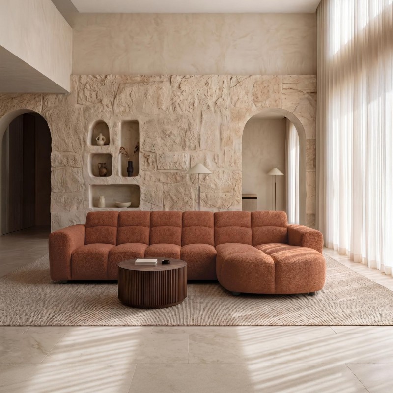 Ecksofa mit 4 Sitzplätzen und rechter Chaiselongue – Elda