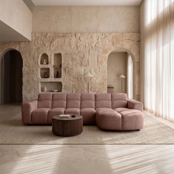 Ecksofa mit 4 Sitzplätzen und rechter Chaiselongue – Elda