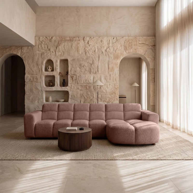 Ecksofa mit 4 Sitzplätzen und rechter Chaiselongue – Elda