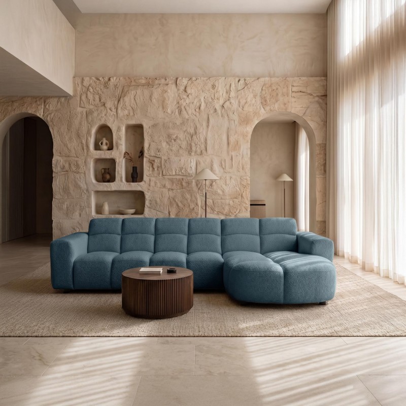 Ecksofa mit 4 Sitzplätzen und rechter Chaiselongue – Elda