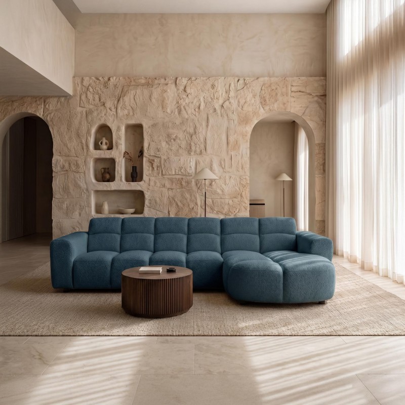 Ecksofa mit 4 Sitzplätzen und rechter Chaiselongue – Elda