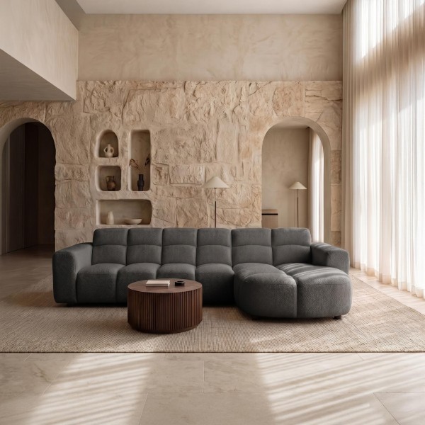 Ecksofa mit 4 Sitzplätzen und rechter Chaiselongue – Elda
