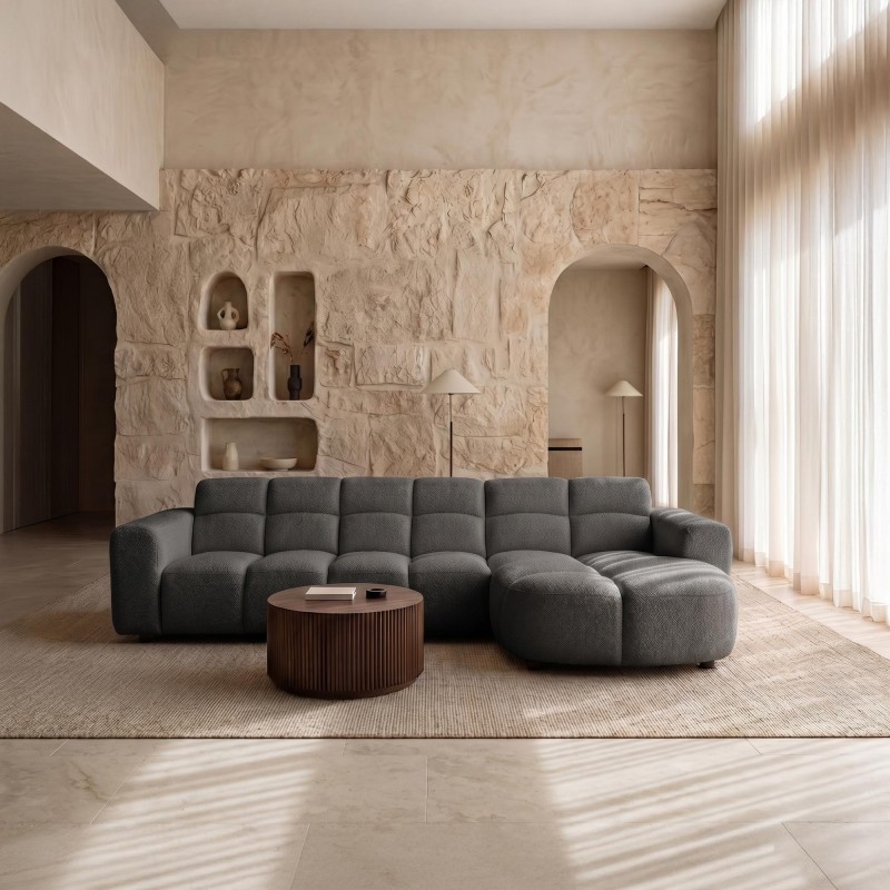 Ecksofa mit 4 Sitzplätzen und rechter Chaiselongue – Elda
