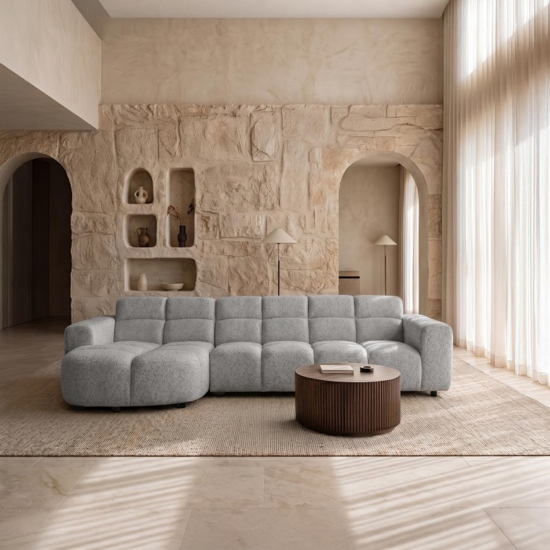 Ecksofa mit 4 Sitzplätzen und linker Meridienne – Elda