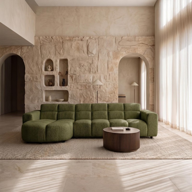 Ecksofa mit 4 Sitzplätzen und linker Meridienne – Elda