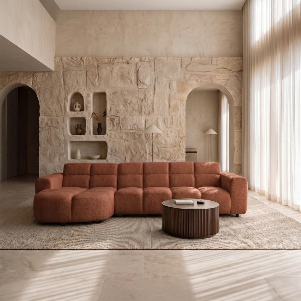 Ecksofa mit 4 Sitzplätzen und linker Meridienne – Elda