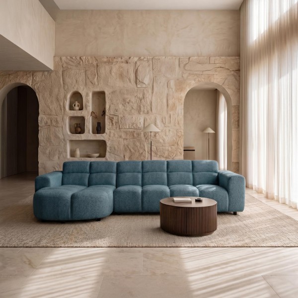 Ecksofa mit 4 Sitzplätzen und linker Meridienne – Elda
