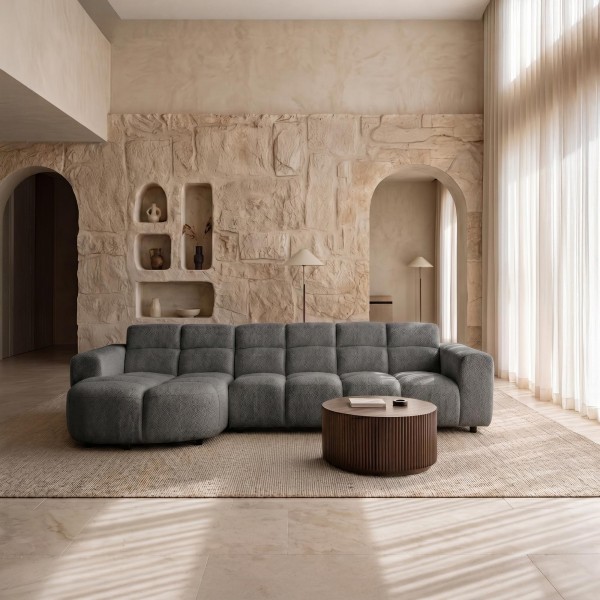 Ecksofa mit 4 Sitzplätzen und linker Meridienne – Elda