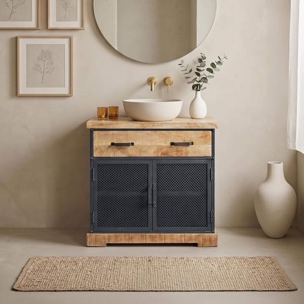 Waschtischunterschrank aus Holz und Metall 80 cm - Cambridge