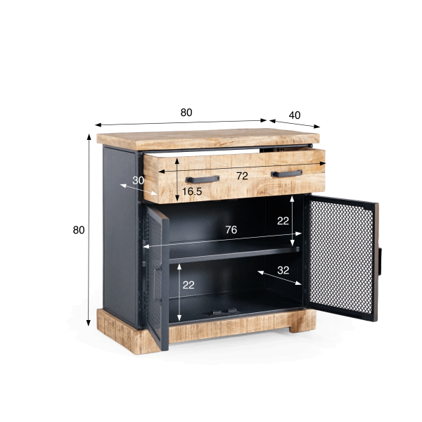 Waschtischunterschrank aus Holz und Metall 80 cm - Cambridge