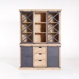Vitrinenschrank aus Massivholz im Industrial-Stil 140 cm - Detroit