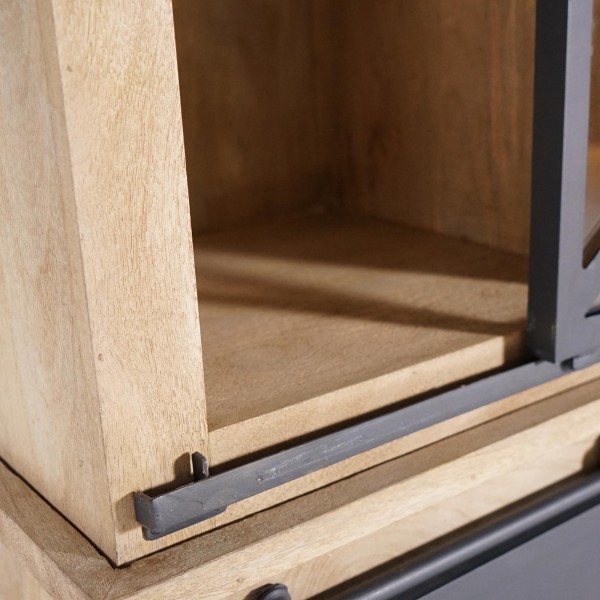 Vitrinenschrank aus Massivholz im Industrial-Stil 140 cm - Detroit