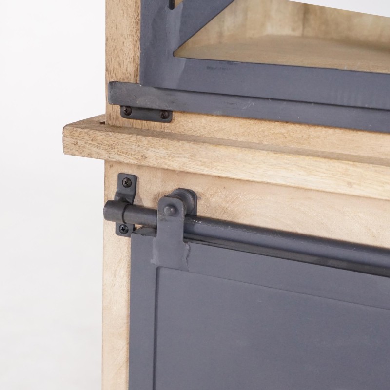 Vitrinenschrank aus Massivholz im Industrial-Stil 140 cm - Detroit