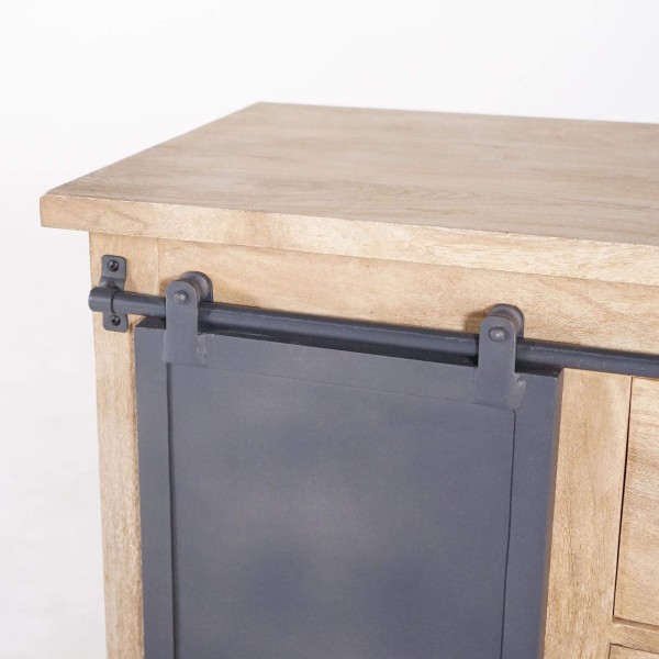 Waschtischunterschrank aus Massivholz und Metall 80 cm - Detroit