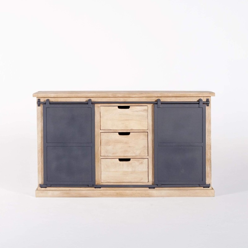 Waschtischunterschrank aus Massivholz und Metall 140 cm - Detroit