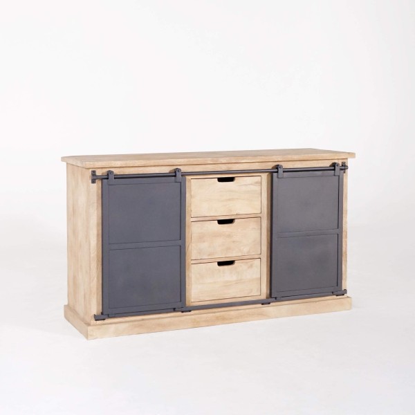 Waschtischunterschrank aus Massivholz und Metall 140 cm - Detroit