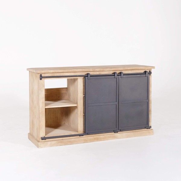 Waschtischunterschrank aus Massivholz und Metall 140 cm - Detroit