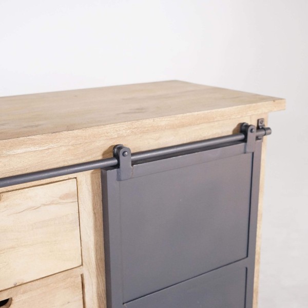 Waschtischunterschrank aus Massivholz und Metall 140 cm - Detroit