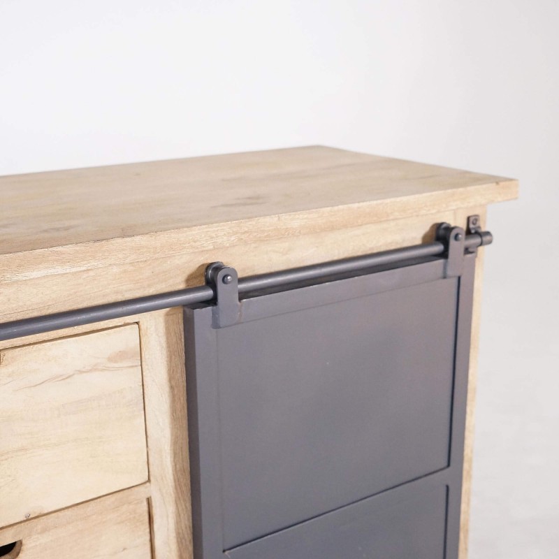 Waschtischunterschrank aus Massivholz und Metall 140 cm - Detroit