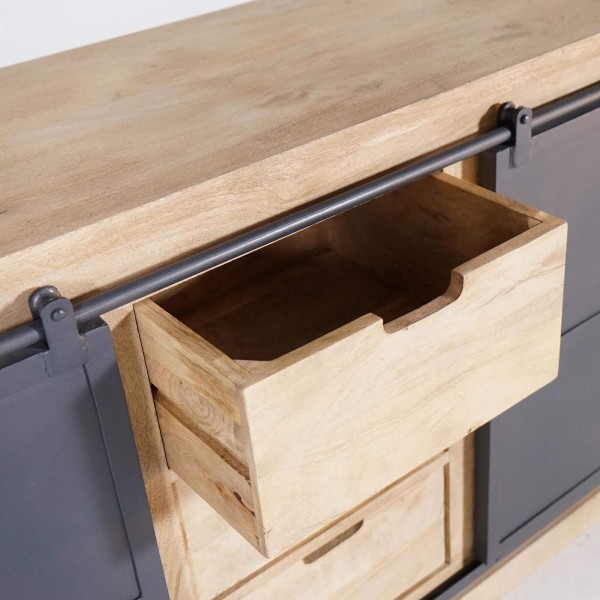 Waschtischunterschrank aus Massivholz und Metall 140 cm - Detroit