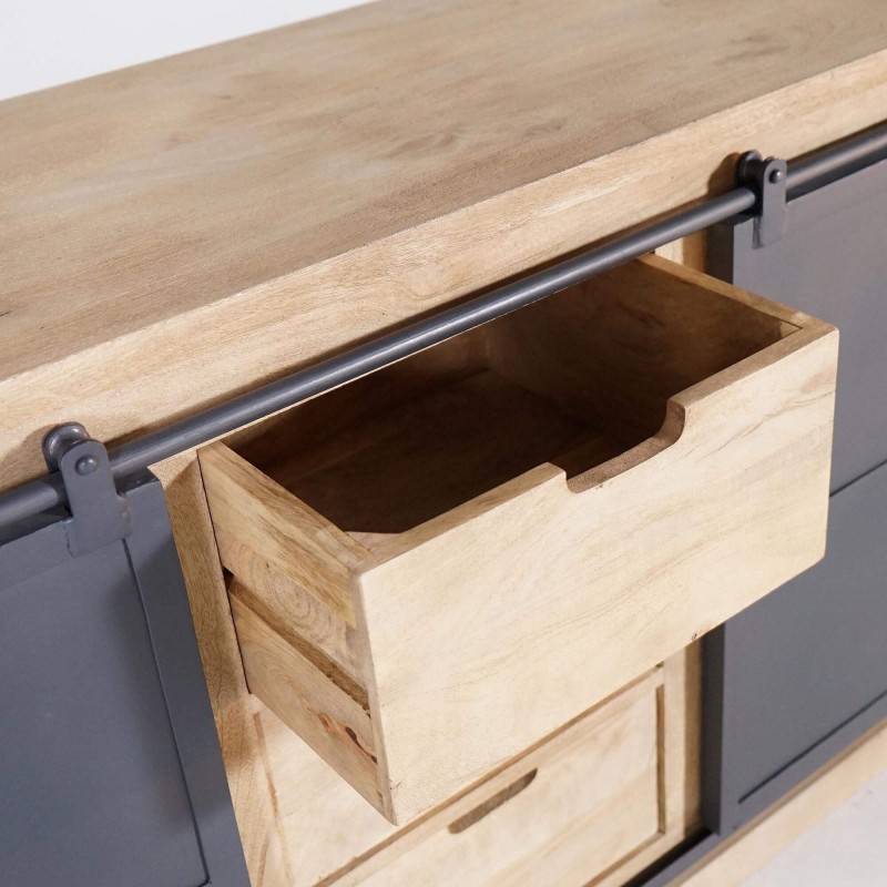 Waschtischunterschrank aus Massivholz und Metall 140 cm - Detroit