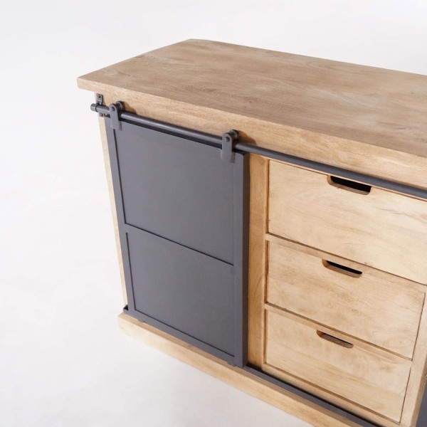 Waschtischunterschrank aus Massivholz und Metall 140 cm - Detroit