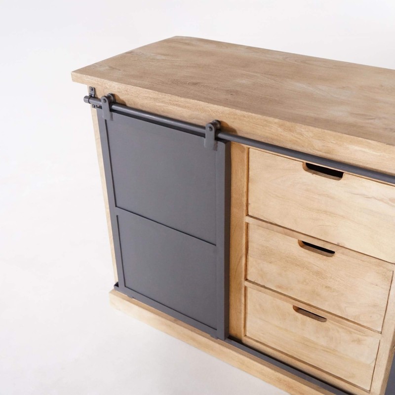 Waschtischunterschrank aus Massivholz und Metall 140 cm - Detroit