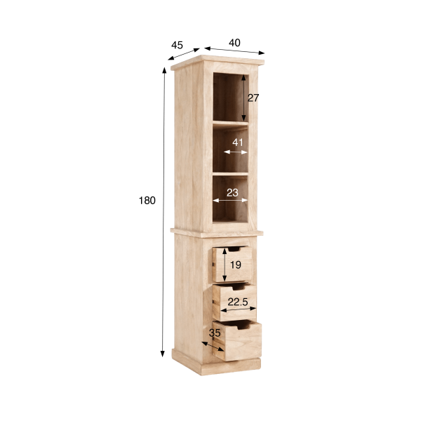 Badhochschrank aus natürlichem Massivholz - Detroit